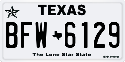 TX license plate BFW6129