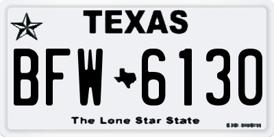 TX license plate BFW6130