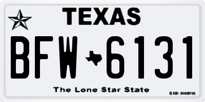 TX license plate BFW6131