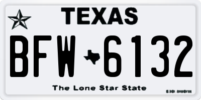 TX license plate BFW6132