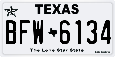 TX license plate BFW6134
