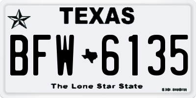 TX license plate BFW6135