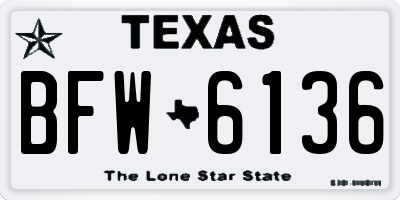 TX license plate BFW6136