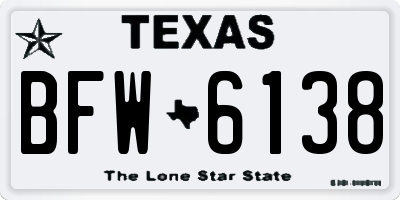 TX license plate BFW6138