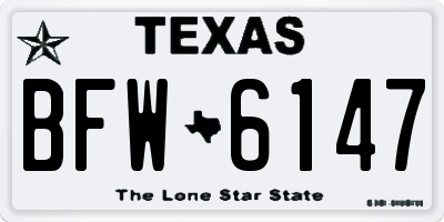 TX license plate BFW6147