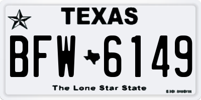 TX license plate BFW6149