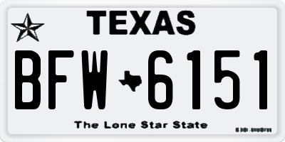 TX license plate BFW6151