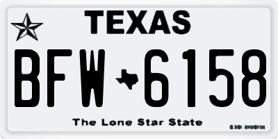 TX license plate BFW6158