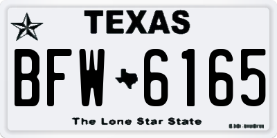 TX license plate BFW6165