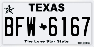 TX license plate BFW6167