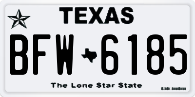 TX license plate BFW6185