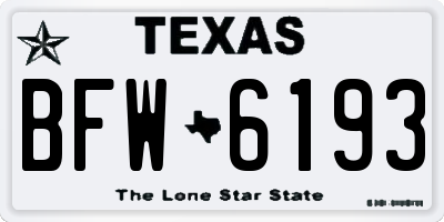 TX license plate BFW6193