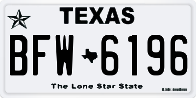 TX license plate BFW6196