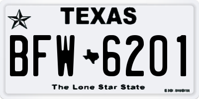 TX license plate BFW6201