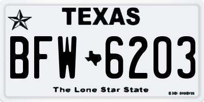 TX license plate BFW6203