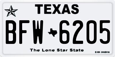 TX license plate BFW6205