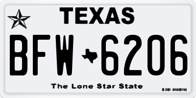 TX license plate BFW6206
