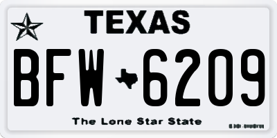 TX license plate BFW6209