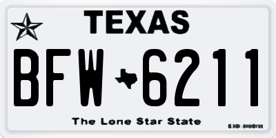 TX license plate BFW6211