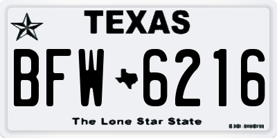 TX license plate BFW6216