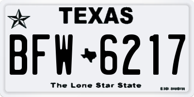 TX license plate BFW6217