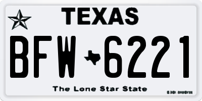 TX license plate BFW6221
