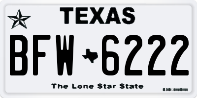 TX license plate BFW6222