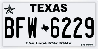 TX license plate BFW6229