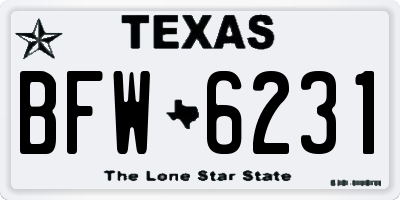 TX license plate BFW6231