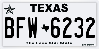 TX license plate BFW6232