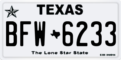 TX license plate BFW6233