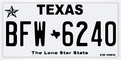 TX license plate BFW6240