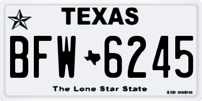 TX license plate BFW6245
