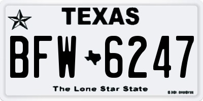 TX license plate BFW6247