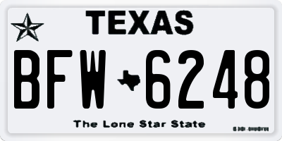 TX license plate BFW6248