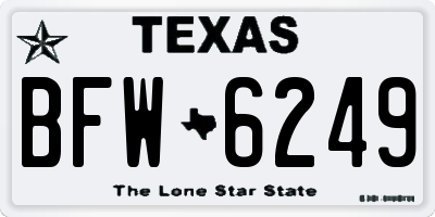 TX license plate BFW6249