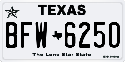 TX license plate BFW6250