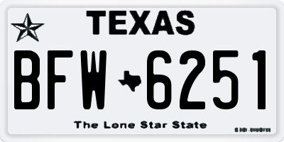 TX license plate BFW6251