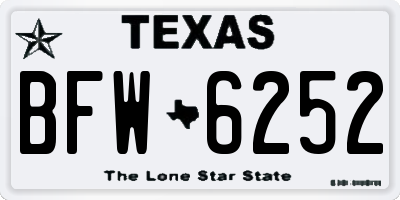 TX license plate BFW6252