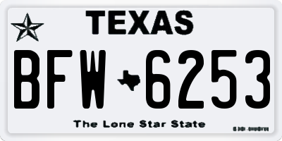 TX license plate BFW6253
