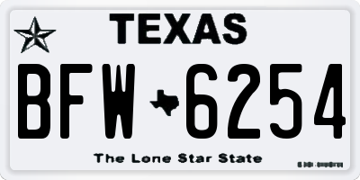 TX license plate BFW6254