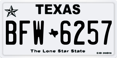 TX license plate BFW6257