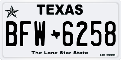 TX license plate BFW6258