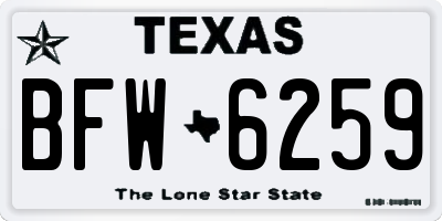 TX license plate BFW6259