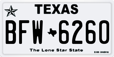 TX license plate BFW6260