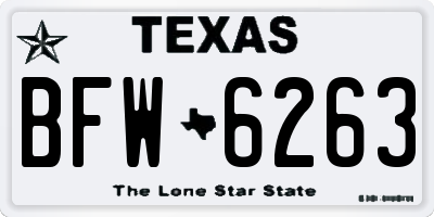TX license plate BFW6263