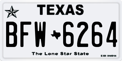 TX license plate BFW6264