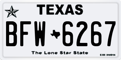 TX license plate BFW6267