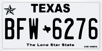 TX license plate BFW6276