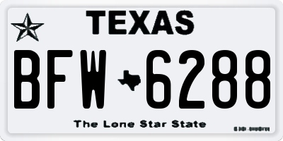 TX license plate BFW6288